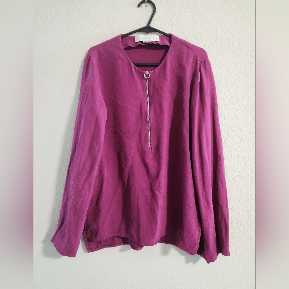 Stella McCartney Women’s Magenta Crepe zip neck top size 36 (US 0-2)